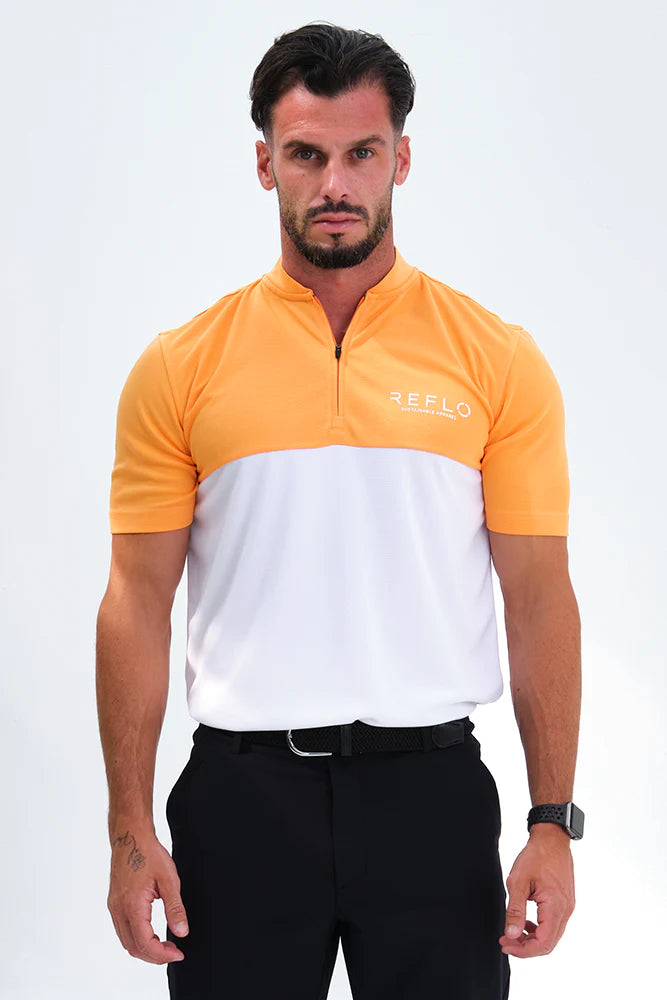 Reflo -Polo Hombre Tobol Naranja con Blanco